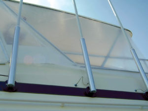 This is a view on the outside of the boat with the pattern material taped into place for making your pattern. You can see the black mark on the pattern material where the track is located.