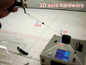 The Proliner 3-D digitizer transforms objects into digital images by measuring coordinates in X,Y and Z planes. Rendering objects lie on a flat plane, like most canvas patterns. The touchscreen shows the drawing before any coordinates have been measured.