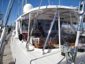 A Hood aft deck salon top and enclosure on the 120-foot yacht "Freedom" at the Newport Shipyard, Newport, R.I.