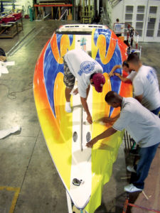 We received many accolades on the quality of our boat wraps, but at the time they didn't seem to have the high-gloss look of our typical custom paint jobs. Once 3M introduced the 3M " Scotchcal" Gloss Overlaminate 8518, we jumped at the chance to use it on this 38-foot Wellcraft Scarab. The gloss level of the wraps now rivals custom clear-coated paint.
