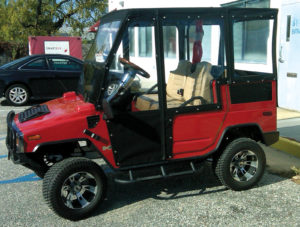 For something different, Signature CanvasMakers designed and fabricated this full enclosure for a street-legal Hummer H2 golf cart, one of only six currently in use in the United States.