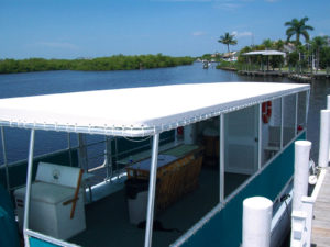 From permanent vessel-length covers, to roll-up screens, fabricators such as Riverside Covers of Fort Myers, Fla., can create shading systems to meet nearly any boater's wishes.
