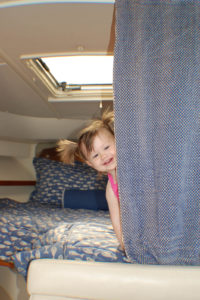Lee cloths help keep kids from rolling around and even being dumped from the bunk in high seas and heavy weather. 