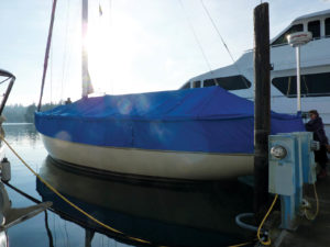 Mystery Bay Sails and Canvas, Nordland, Wash., fabricated a full enclosure for a climate that can be both benign and extremely rainy. This 50-ft. Kettenburgh Sloop has a full-mooring cover with removable side skirts, made with WeatherMAX®.