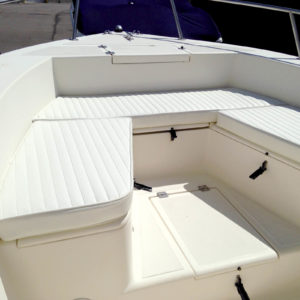When crafting exterior cushions, fabricators try to match the style and usage of the boat. Credit: Beach Upholstery