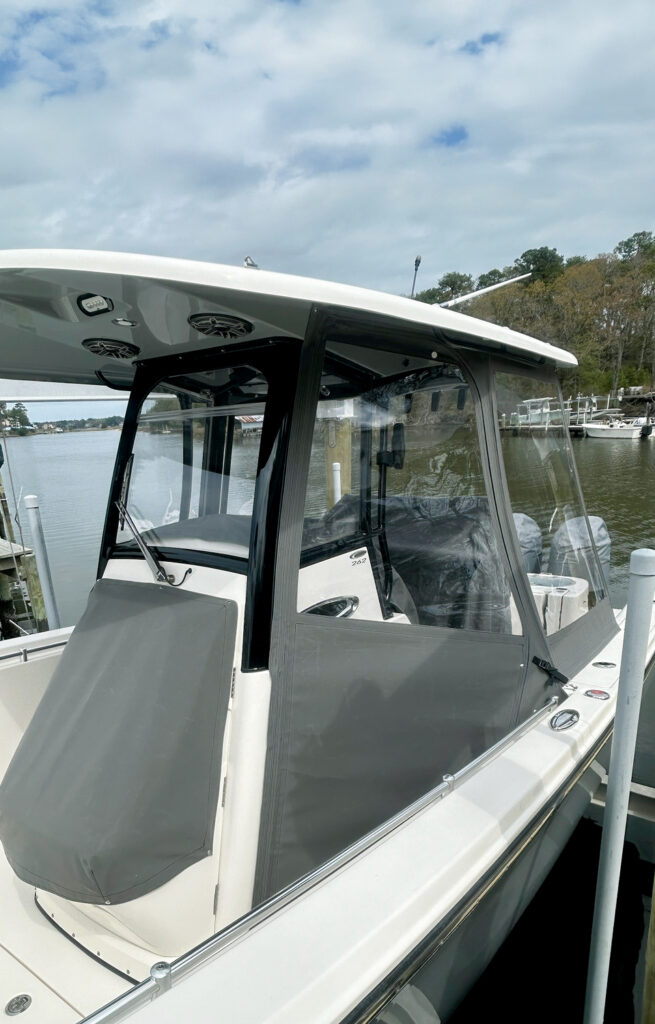 An enclosure of a boat.