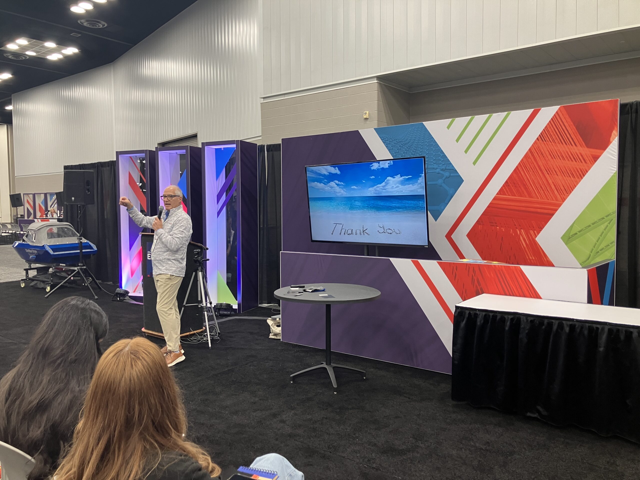 Ron Paratore speaks to a crowd at the MFA Roadshow.